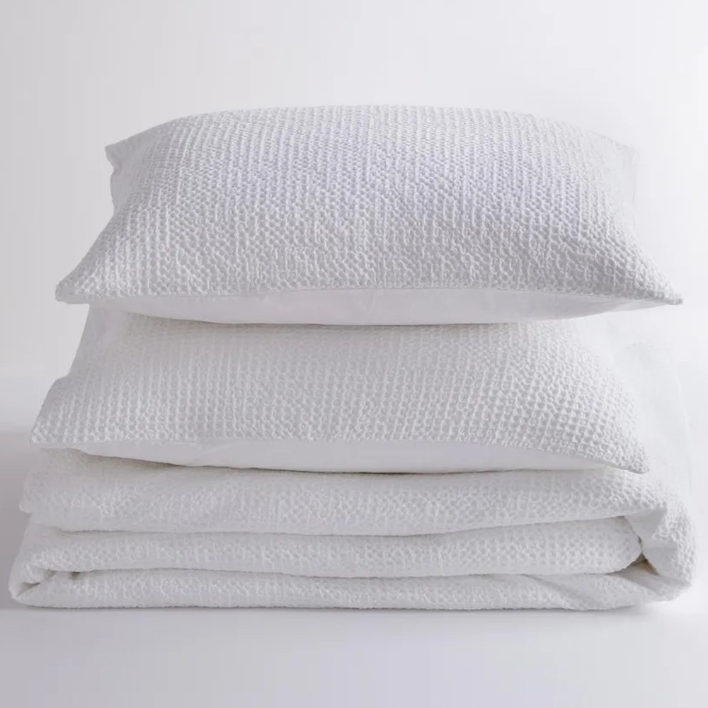 Quince Organic Luxe Waffle Duvet Cover Set -Full/Queen- white
